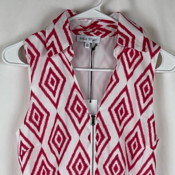 Willa Story Reddish Pink Feminine Coastal Grandma Layla Romper NWT Size XS - Picture 3 of 16